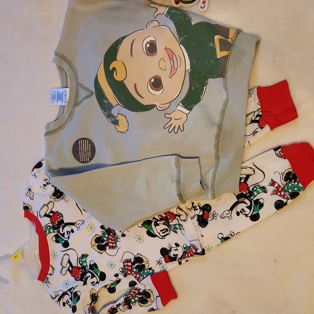 Christmas Holiday, Mickey and Minnie, Cocomelon Toddler Sweater and Pj Set 3T